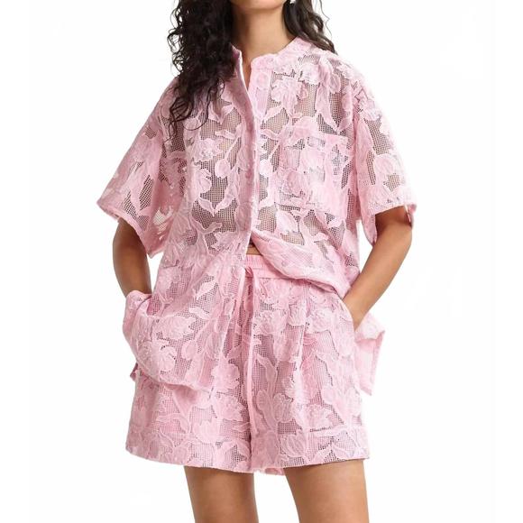 NEW ESSENTIAL ANTWERP women's hazer lace shorts in pure pink - Picture 1 of 7